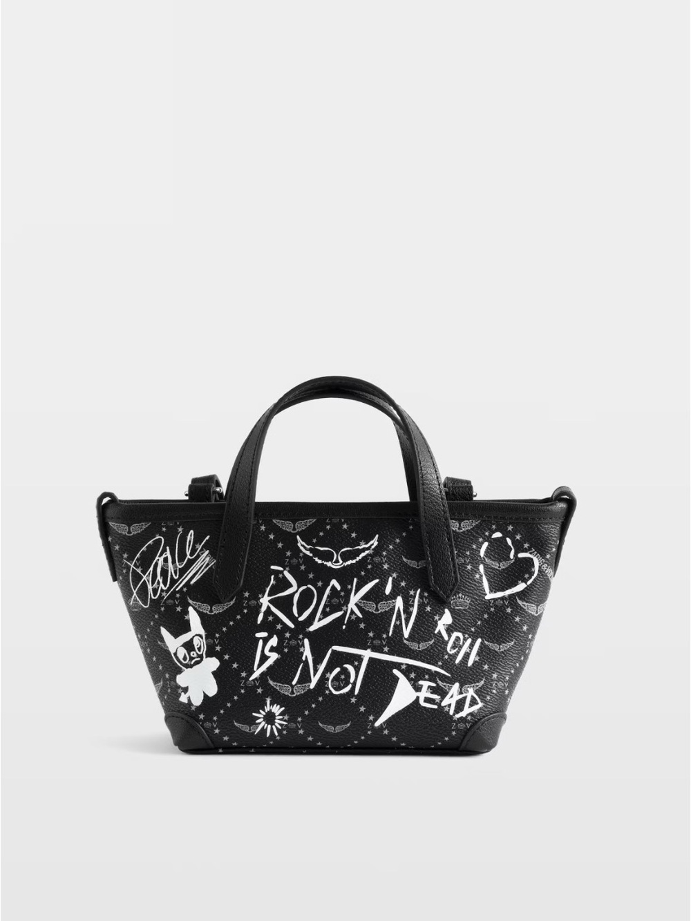 Zadig & Voltaire Black Graffiti Mini Top-Handle Bag